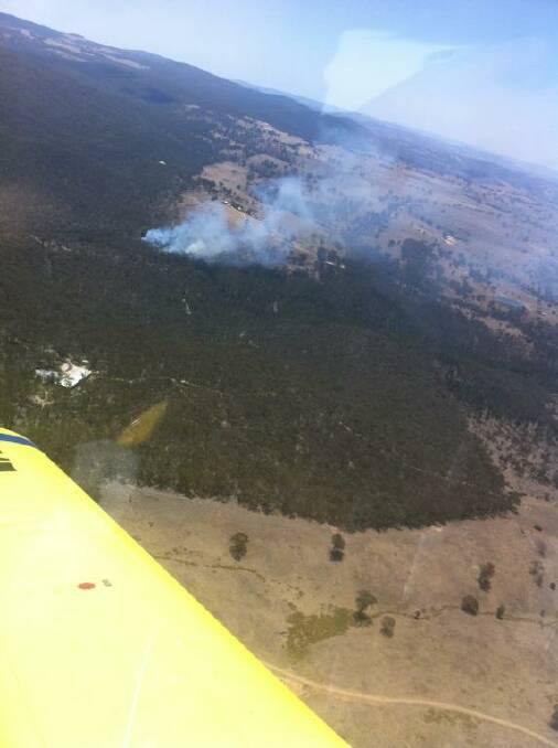 BIRDS EYE VIEW: An aerial view of Saturday's fire at Ophir near the Fourth Crossing. Photo: CONTRIBUTED
