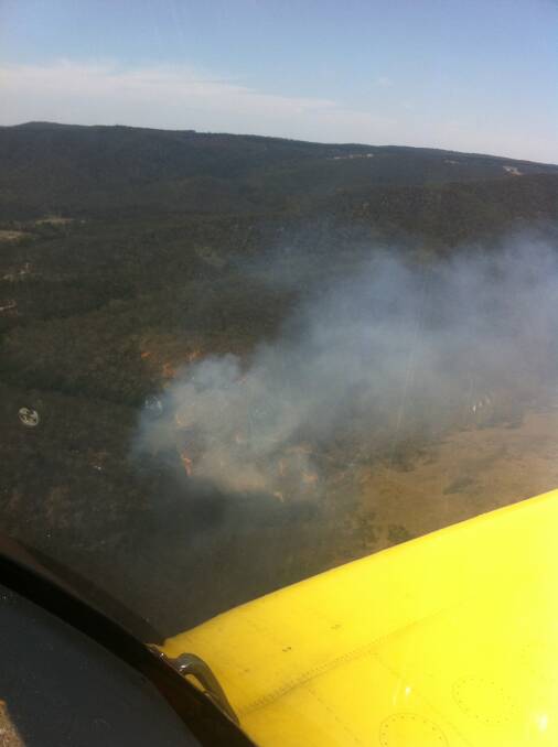 BIRDS EYE VIEW: An aerial view of Saturday's fire at Ophir near the Fourth Crossing. Photo: CONTRIBUTED