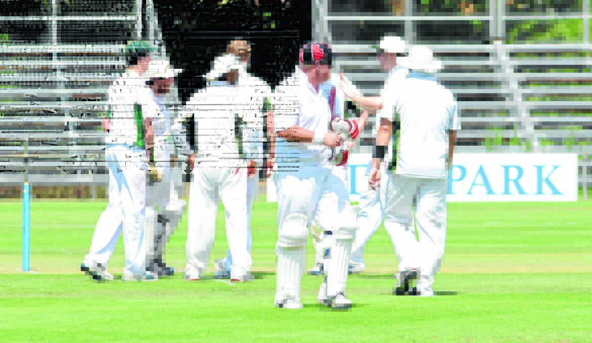 OUT: CYMS players celebrate the wicket of former teammate Dean Turner, who top scored for Centrals with 49. Photo STEVE GOSCH 0201sgcrick10