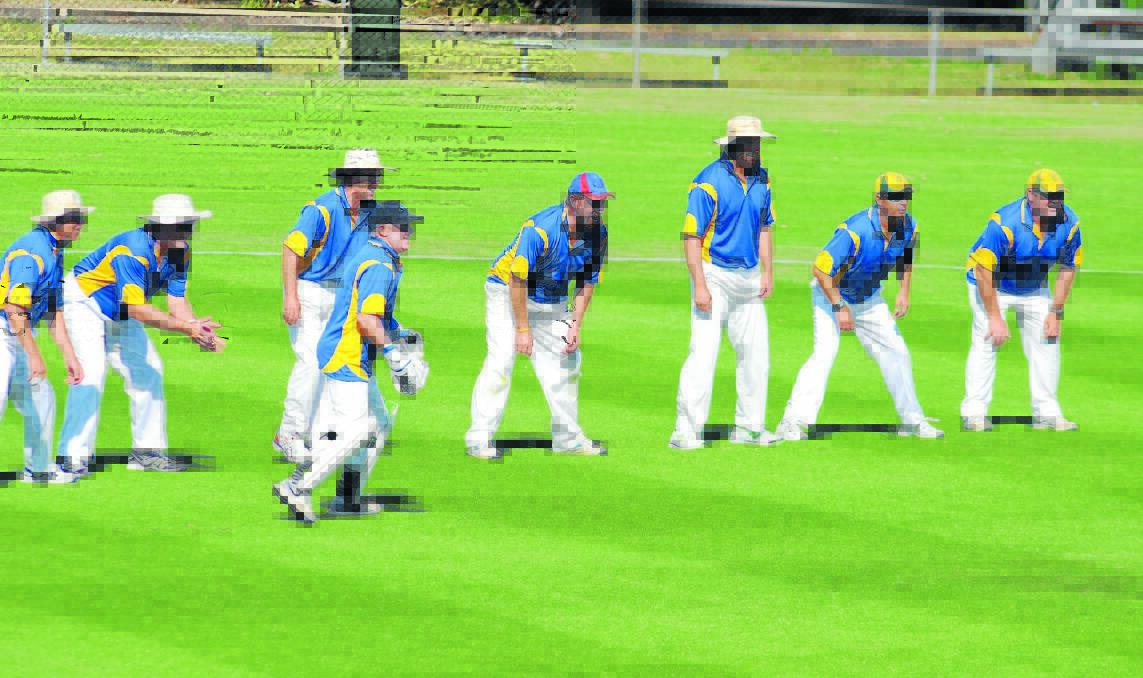 STACKED CORDON: The Fathers try to psyche Sons skipper James Ryan out by setting a nine man slips cordon. Photo: STEVE GOSCH  1220sgrick10