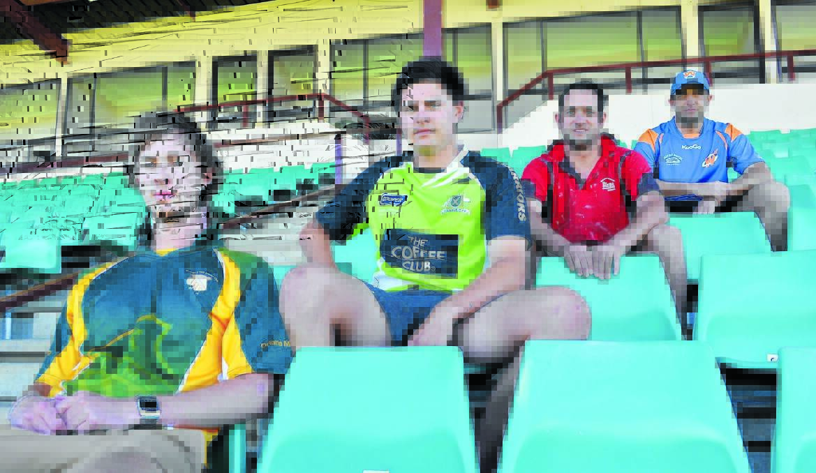 DOUBLE THE FUN: Hamish Finlayson (CYMS), Ed Morrish (Orange City), Hugh Brown (Waratahs) and Daryl Kennewell (Wanderers-Gladstone) prepare for tonight's Royal Hotel Cup double header. Photo: NICK McGRATH 1212nmT20