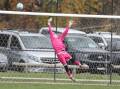 Western NSW FC goal keeper Mitchell Barton makes a save. Picture by Phil Blatch