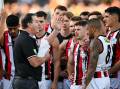 Ross Lyon gets his point across to his struggling St Kilda side. (Michael Errey/AAP PHOTOS)