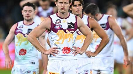 After five defeats in seven starts, the Lions languish in 13th spot on the ladder. (Lukas Coch/AAP PHOTOS)
