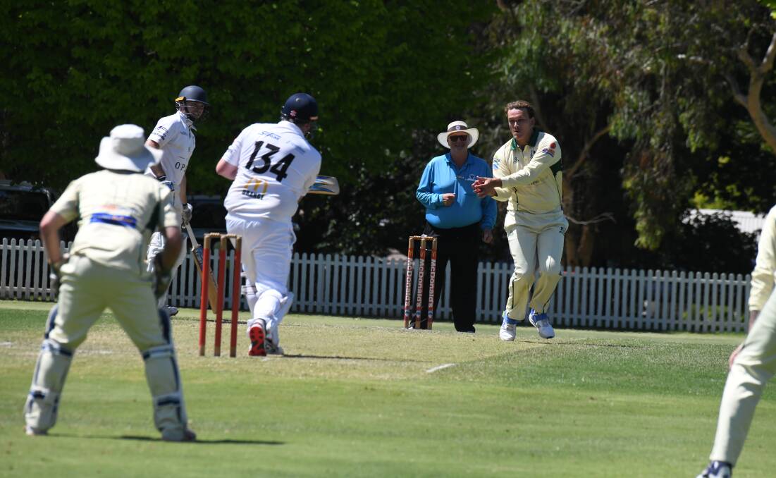 Jarryd Seib removes Matthew Burgess caught and bowled. Picture by Jude Keogh