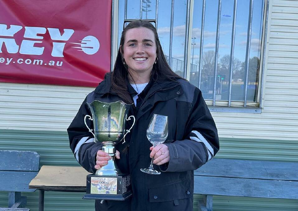 Orange CYMS player Madie Smith is all smiles as she is presented the women's Central West Premier League player of the year award. Picture supplied (Facebook)
