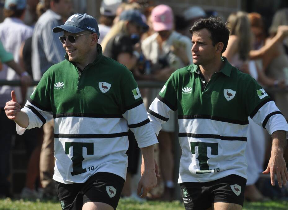 New Emus president Charlie Henley pictured alongside old president Jamil Khalfan at the 2023 Toothy 10s. Picture by Nick McGrath