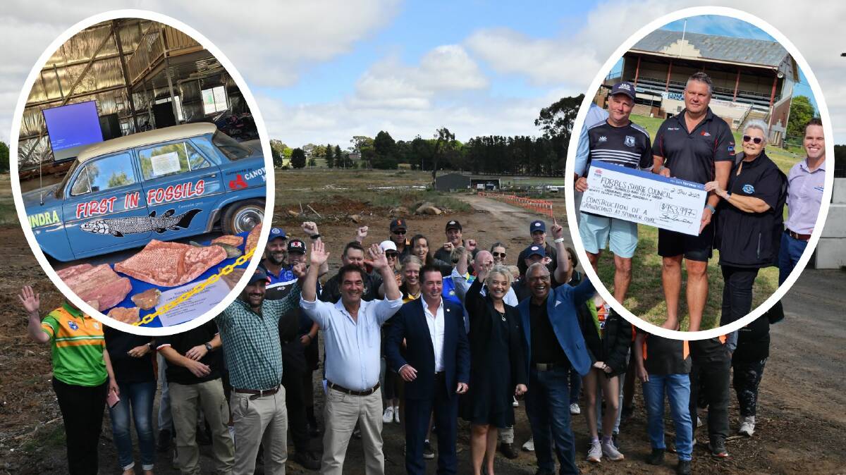 The Canowindra Age of Fishes museum (L), Forbes' Spooner Oval (R) and the Orange Sports Complex (main) are just some of the places to be allocated funds during the election campaign. Main picture by Lachlan Harper