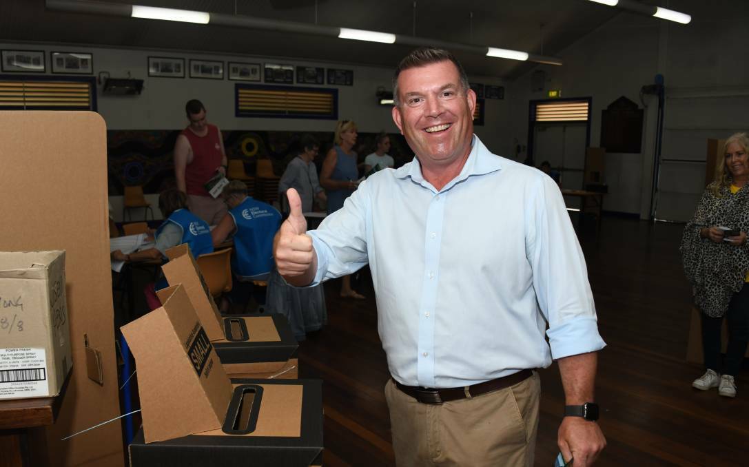 Dugald Saunders casts his vote at Bunninyong Public School today. Picture by Amy McIntyre