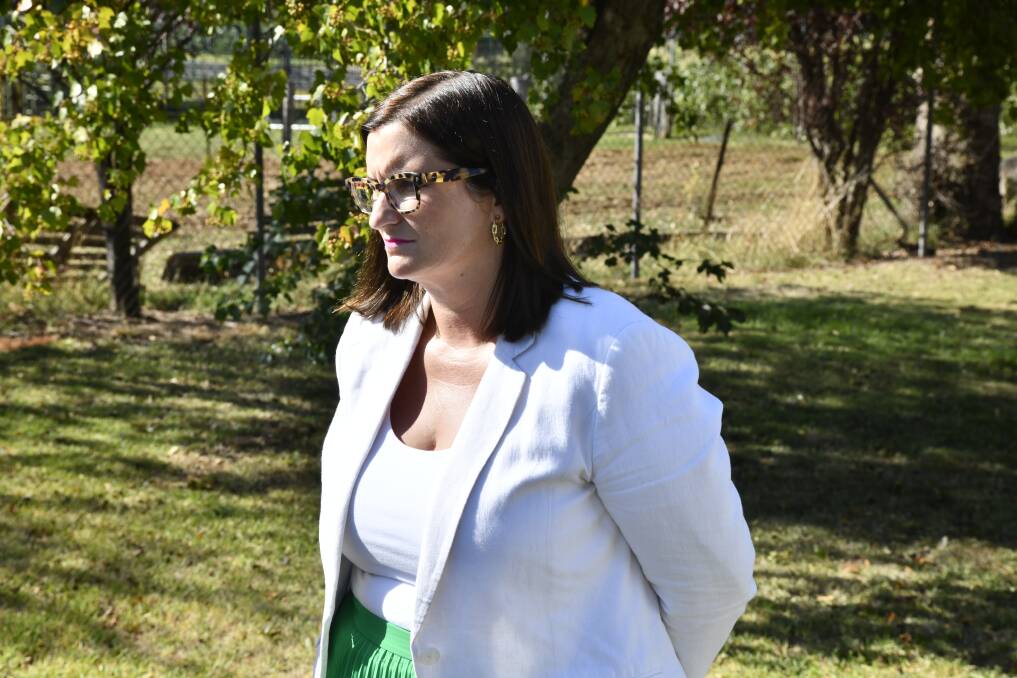 Minister for Education Sarah Mitchell outside Orange High School on March 15, 2023. Picture by Carla Freedman