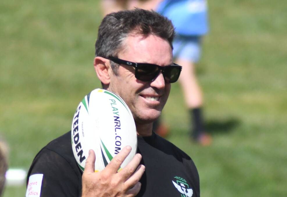 Brad Fittler helps run a clinic at Norton Oval as part of his HOGS national tour. Picture by Jude Keogh