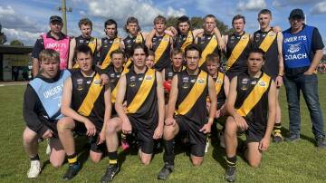 The Orange Tigers under 17s team pose for the customary pre-grand final photo. Picture by AFL Central West (Facebook)