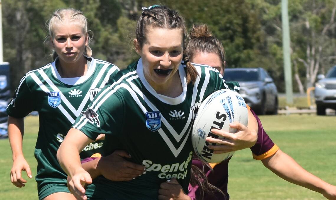 Tiana Anderson has eyes on the tryline for Western Rams against Riverina Bulls. Picture by Courtney Rees