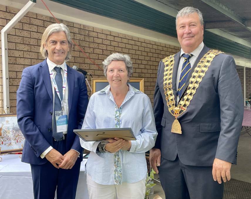 Cabonne's Australia Day Ambassador, George Ellis with Molong's 2022 Citizen of the Year, Julie James and Cabonne Mayor, Cr Kevin Beatty. Picture by Emily Gobourg