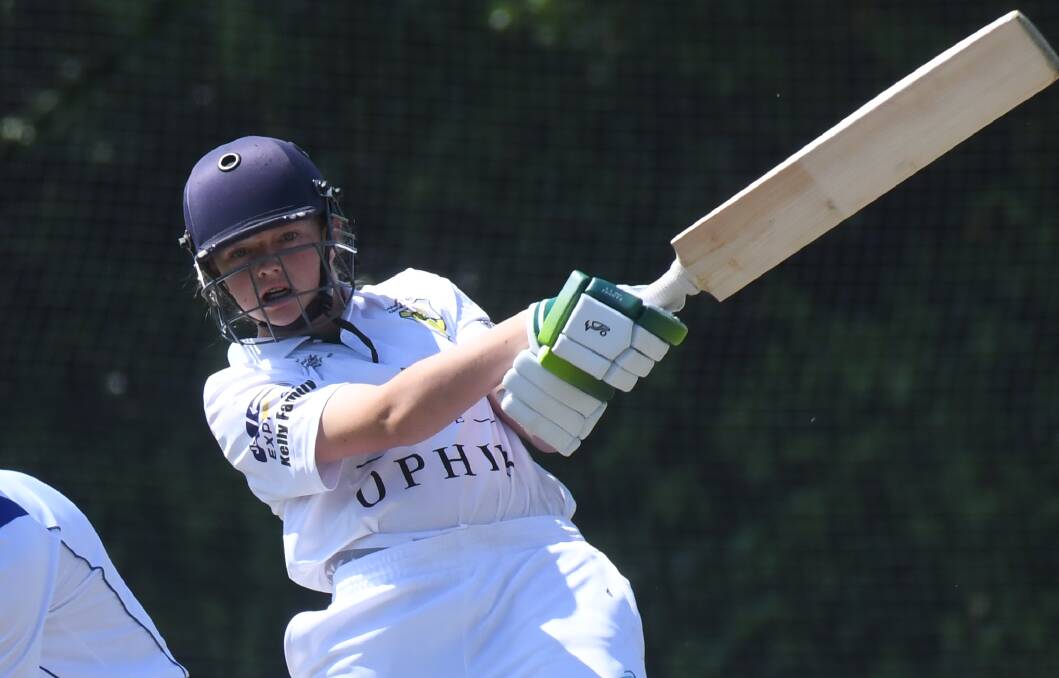 Holly Reed batting for CYMS Cent Cup team against Kinross. Picture by Jude Keogh
