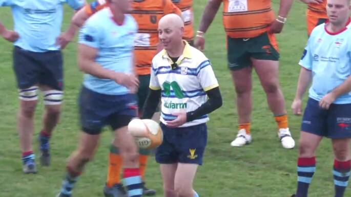 The referee disposes of a burst ball during the Orange City-Dubbo Roos match at Pride Park. Picture: Cluch TV