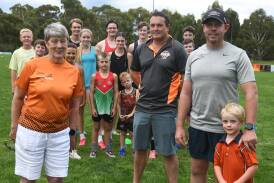 Orange Runners Club president Judy Tarleton, Orange Little Athletics president Brett Wallbank and coach Jeremy Wallace at Emus Rugby Club where they hold training sessions for elite athletes. Picture by Jude Keogh