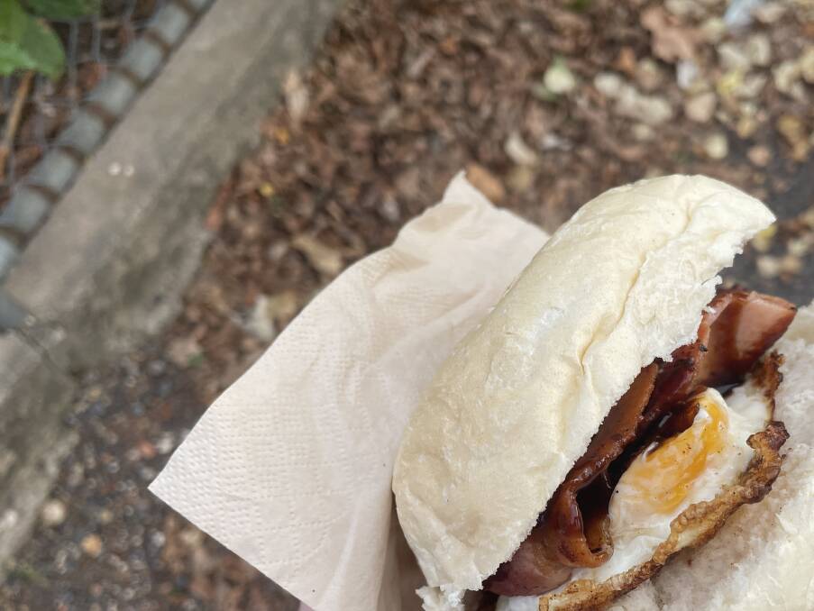The impressive Nashdale Public School egg and bacon roll. Picture by Dominic Unwin
