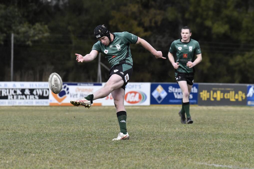 Josh Bass filled in at flyhalf and kicked two crucial conversions to seal victory for Emus. Picture by Jude Keogh