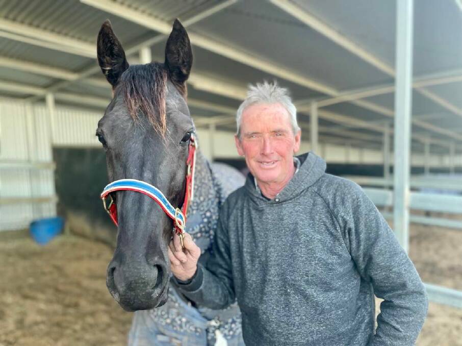 Steve Turnbull with You Cannot Hide who brought up his 4000th training win. Picture: Amy Rees