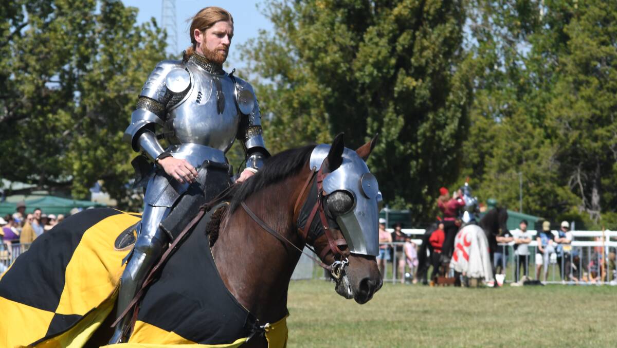 DEEDS NOT WORDS: Sir Luke Binks, one of the stars of the jousting tournament on board trusty steed Dynasty. Photo CARLA FREEDMAN