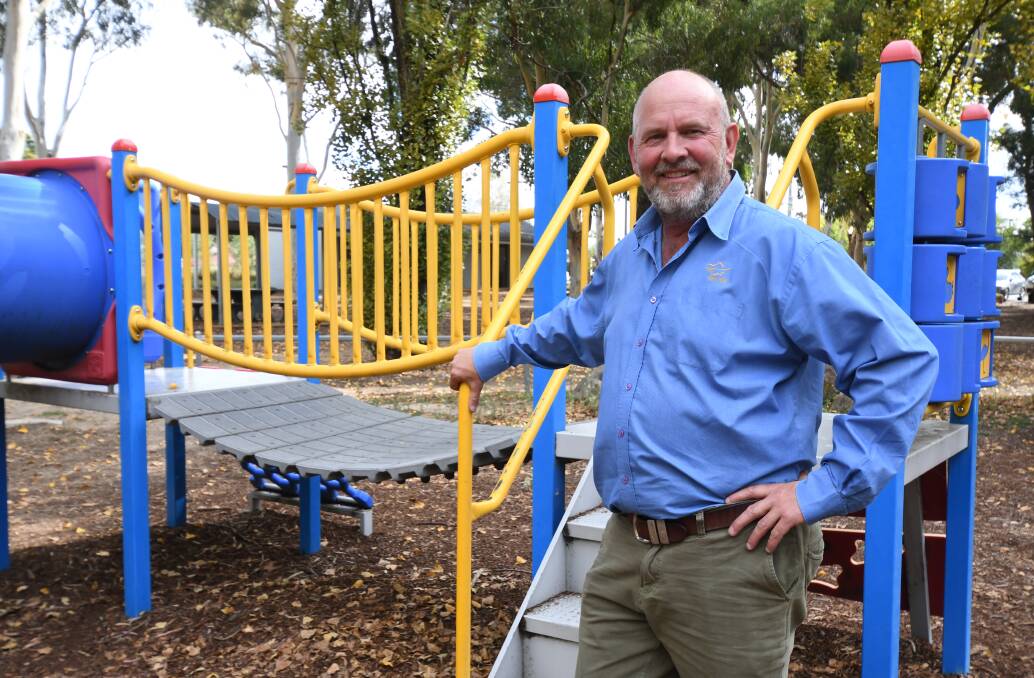 PLAY INDOORS: Mayor Jason Park at the Elephant Park playground. Cr Hamling will ask Orange City Council staff to investigate an indoor playground in time for winter. Photo CARLA FREEDMAN