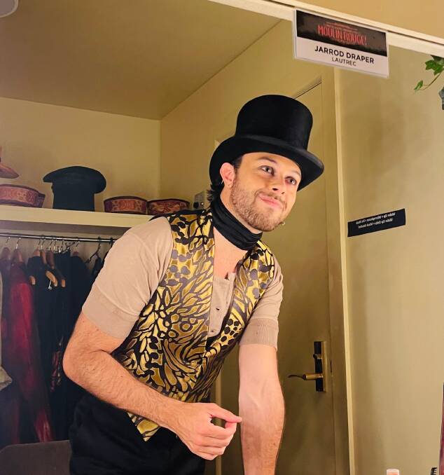 Jarrod Draper backstage before stepping up to Toulouse-Lautrec, one of the lead roles in Moulin Rouge! The Musical, last week.