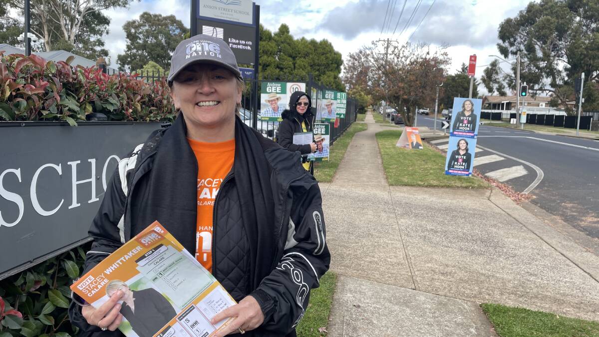 Bathurst's Stacey Whittaker campaigns at Anson Street Public School in Orange on Saturday morning. 