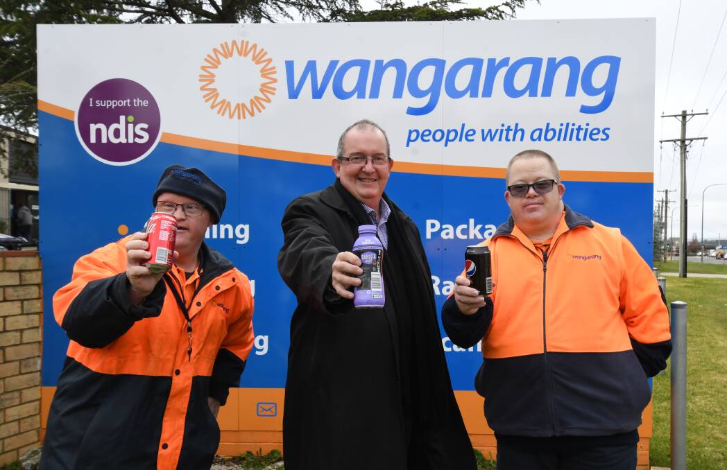 WE'LL SORT IT: Wangarang's Tim Hannelly, CEO Kevin McGuire and Matt Lawson are looking forward to providing a premier drink container deposit facility at their Forest Road base. Photo CARLA FREEDMAN