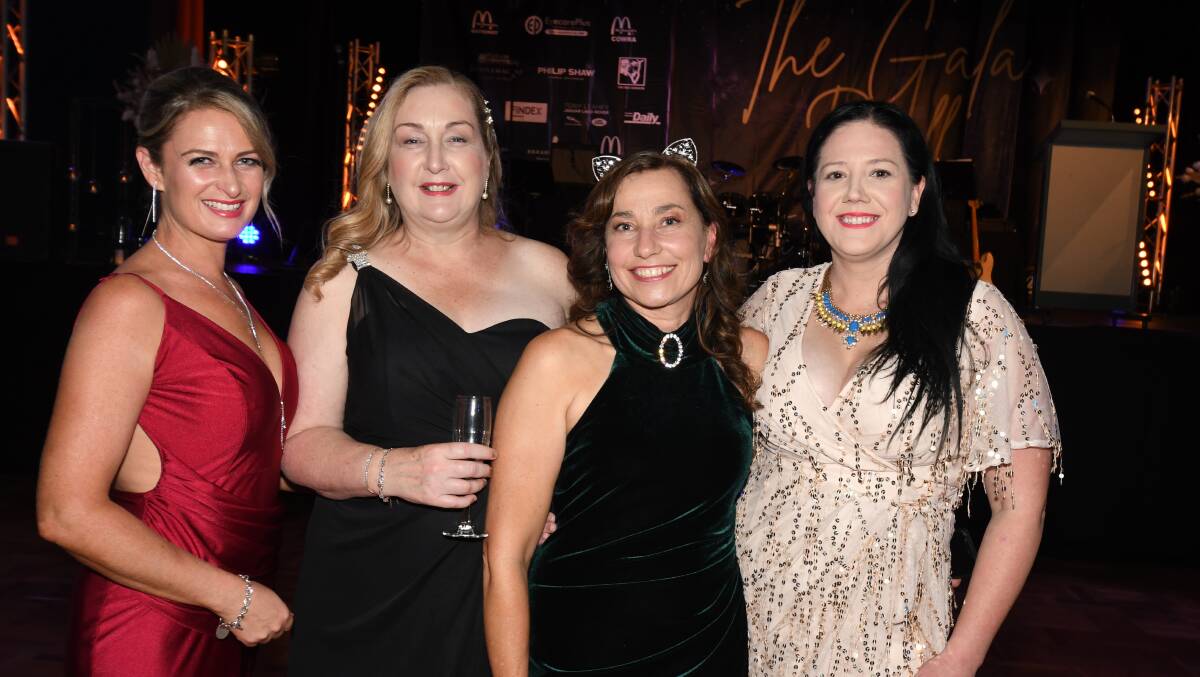 GREAT TIME HAD BY ALL: Katherine Fitzpatrick, Karen Sinclair, Rowena Andrews and Jemima Plumridge at Orange's gala charity ball for Ronald McDonald House. Photo JUDE KEOGH