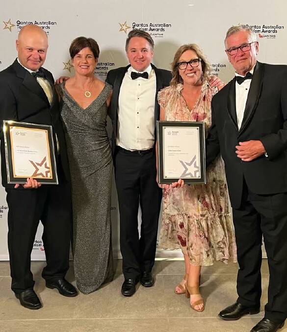 MEDALS: The Byng Street Boutique Hotel's Thomas and Kristen Nock, and Heifer Station's James Thomas and Michelle and Phillip Stivens. Photo contributed.