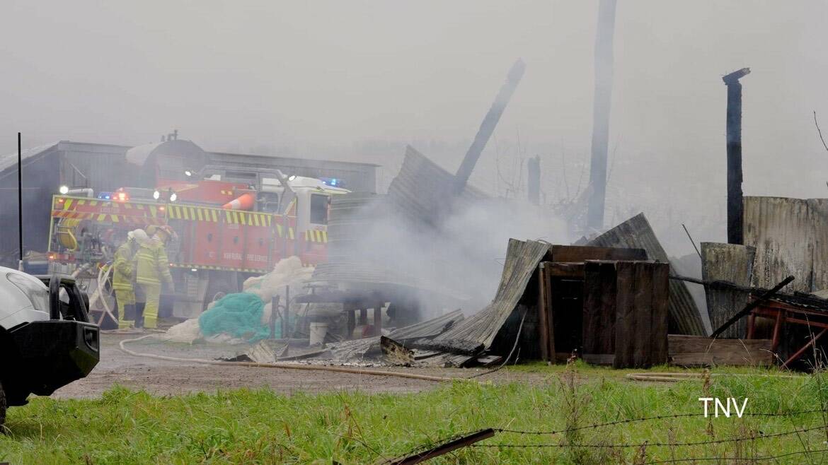 DESTROYED: Fire crews were called to a Nashdale property on Saturday morning to fight a blaze which destroyed a packing shed. Photos TROY PEARSON