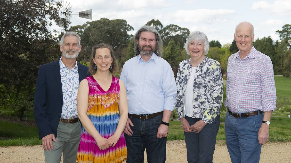 GREENS TEAM: Outgoing councillor Stephen Nugent with 2021 candiates Haidee Edwards, David Mallard and AnneMaree McLauchlin and mayor candidate Neil Jones.