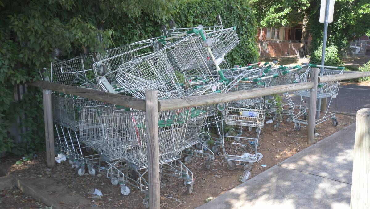 BUT WAIT, THERE'S MORE: A second pile of trolleys on the southern side of the car park. Photo CARLA FREEDMAN