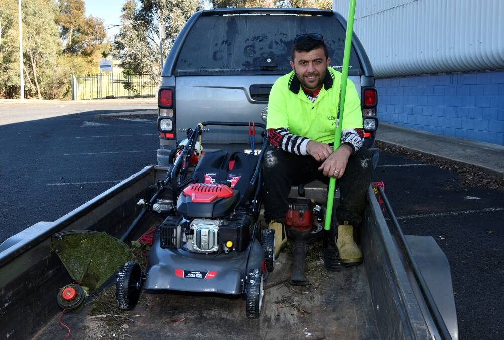 Orange's Josh Farr has taken a punt in launching his own small mowing business, Farr Better Lawn Care; and so far the bet looks good. Picture by Carla Freedman.