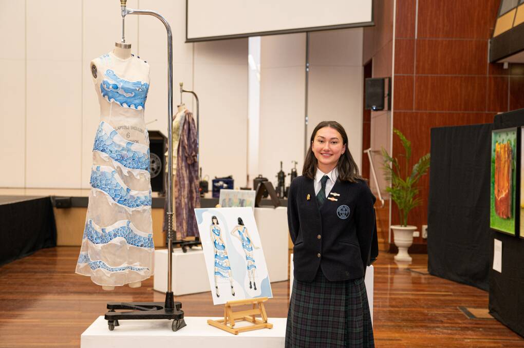 ABOVE AND BEYOND: Lizzie Kwa's textiles teacher, Penny Chandler said Miss Kwa's couture skills would 'usually be the work of older, more experienced design students'. Photo: BRENTON COX.