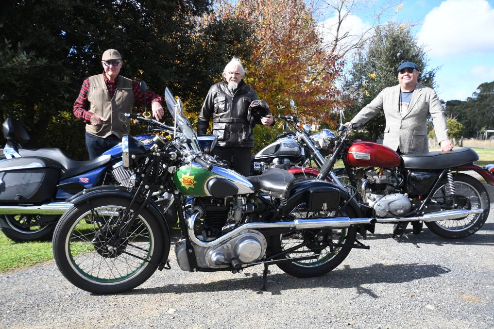 DAPPER: Riders participating in the Orange area's Distinguished Gentleman's Ride charity gig, Matt Morgan, Keith Stewart and event host, Peter Rodgers. Photo: JUDE KEOGH.
