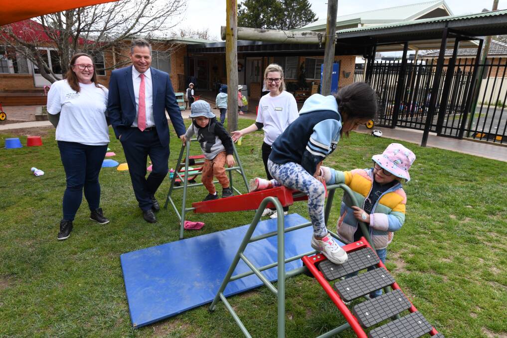 MP Phil Donato, at Orange Preschool Kindergarten on September 7, intends to 'throw his weight behind' early educators. Picture by Jude Keogh.