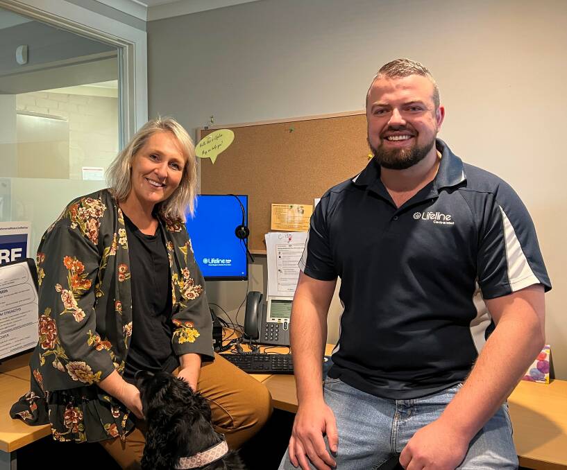 REACHING IN: Lifeline Central West's CEO Stephanie Robinson with role trainer and community engagement officer, Lewis Bird to bring change-of-script awareness to Orange during upcoming Men's Mental Health Night event. Photo: SUPPLIED.