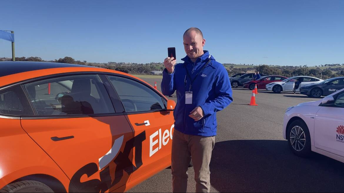CUDAL SITE: No issues during trip for Sydney-based NRMA policy advisor, Dean Rance, who drove Tesla 3 EV sans issue. Photo: EMILY GOBOURG.