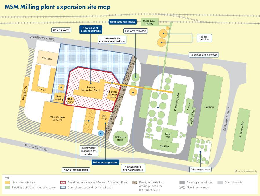 Plant expansion site map for canola producer in Manildra. Picture from MSM Milling website.