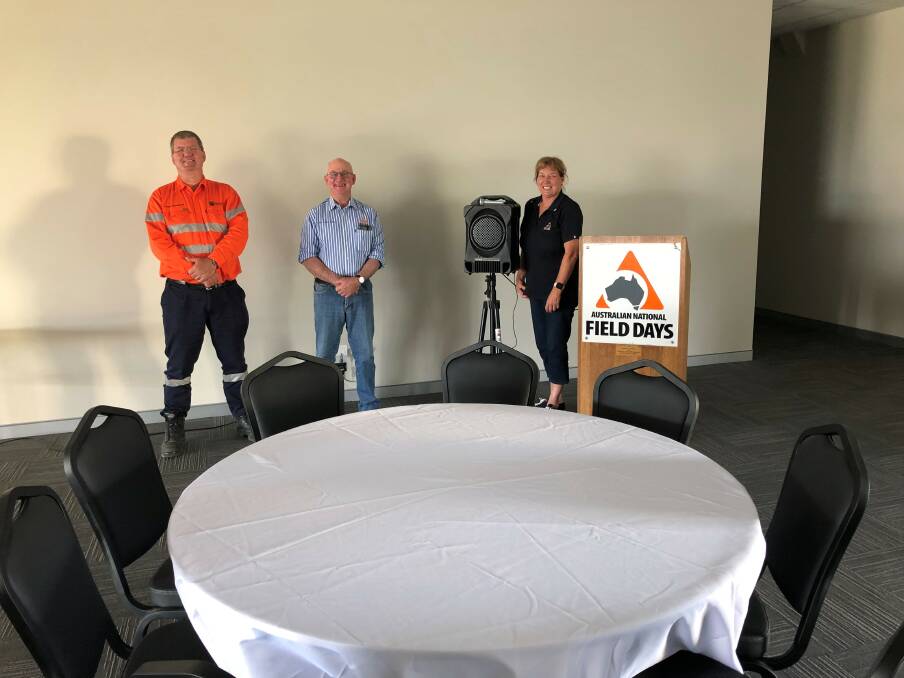 OFFICIALLY OPERATIONAL: Cadia's general manager, Aaron Brannigan, with ANFD chairman Sam Connell and ANFD manager, Jayne West after donation provided audio-visual equipment and function chairs to site's centre. Photo: CONTRIBUTED.