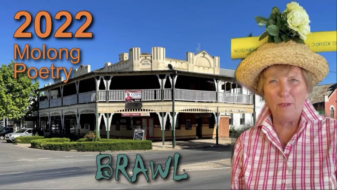 QUIRKY ADS ARE BACK: Veda Stephens promotes this year's Molong Poetry Brawl, where online community sites have 'spread the word' to generate the event. Photo: SCREENSHOT. 