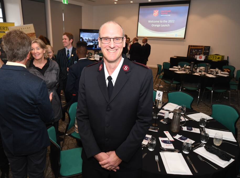 RED SHIELD: Captain Craig Harlem delivered a "moving speech" at the Red Shield Appeal luncheon in Orange at The Remington on Thursday. Photo: JUDE KEOGH.