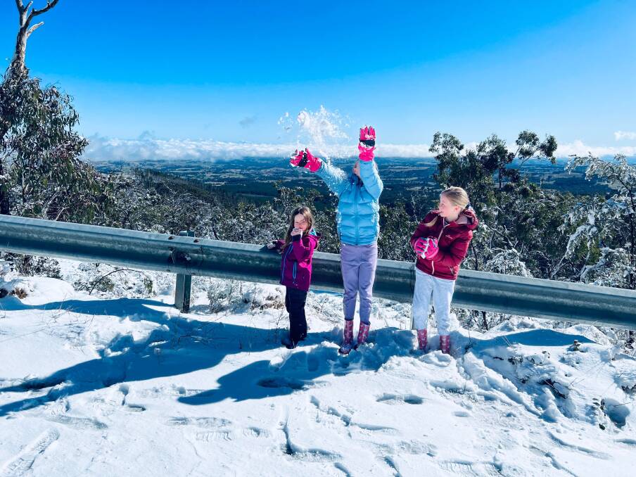 The Seth family's snow day at Mount Canobolas in Orange, August 24.