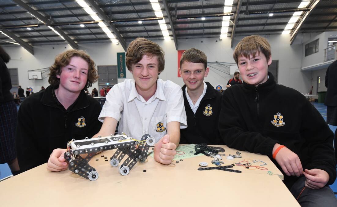 STEM CREWS: Year 10 students from Orange High School, Archer Ferguson, Toby Bryant, Jacob Broadfoot and Joshua Dolle participated in the Science and Engineering Challenge on Thursday. Photo: JUDE KEOGH.