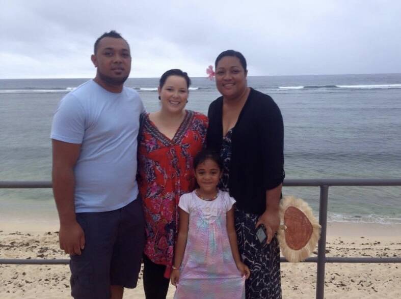 FORMER-BEAUTY: Partners Alo and Elise Finau with Alo's sister Ilaisaane Puaa and his niece, Uinise Puaa say knowing the Vakaloa Beach Resort in Tongatapu "has all been destroyed" is extremely sad news. Photo: SUPPLIED.