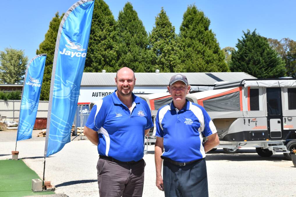 Jayco Orange's Brock Duncan and dealer principal Greg Davis say caravan sales in Orange continue to be divided equally across the demographics. Picture by Carla Freedman.