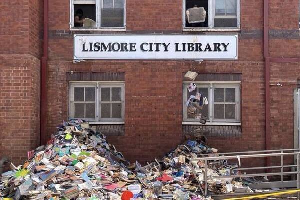 Central West Libraries are asking for donations following the devastation from flooding at the Lismore City Library earlier in March. Photo: ANITA BELLMAN via 2GB 873AM.