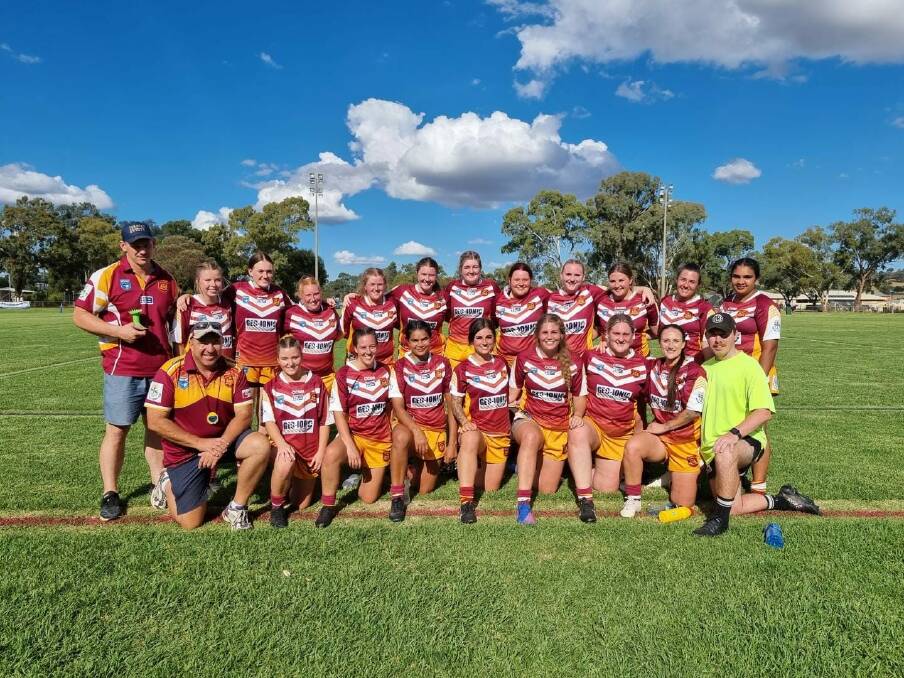 SQUAD of 2022: Woodbridge's first-grade women after their semi's win on March 19 against Castlereagh in Grenfell, taking them to the grand final against Panorama Platypi. Photo: CONTRIBUTED.